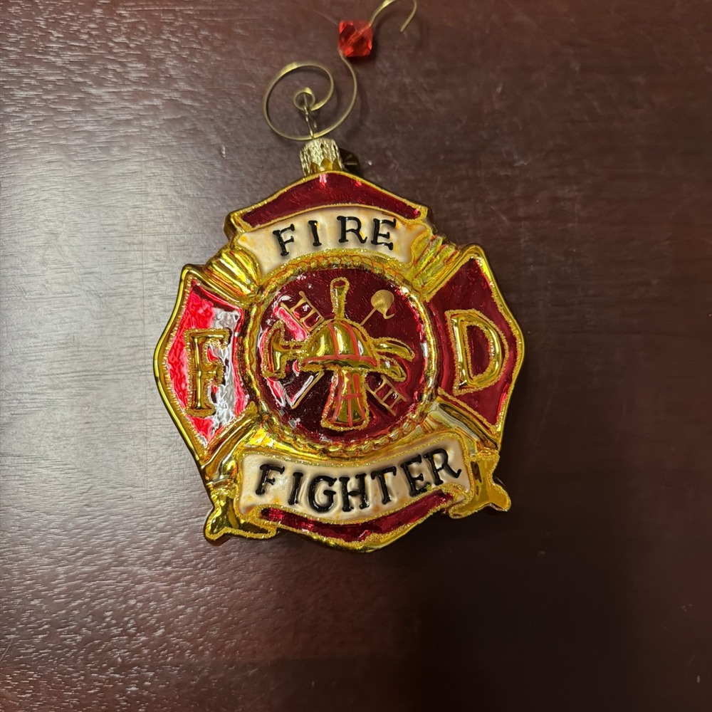 Fire Department Hero Ornament Christmas Firefighter EMT First Responder. Glass